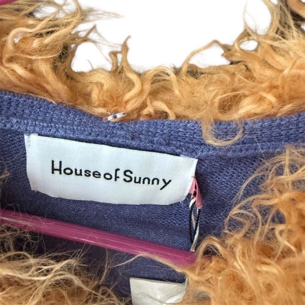 House of Sunny Desert Rose Peggy Ombre Cardigan Faux Fur S - Picture 8 of 10